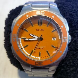 Estate Guess Stainless Steel Diving Watch 10ATM (Needs Battery)
